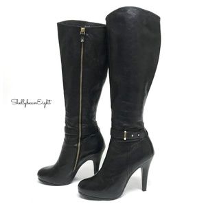 SAKS 5TH AVE Riding Boots 4" Heels Platform ZIP 9